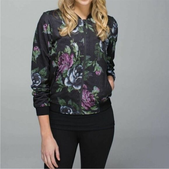 Lululemon Party Bomb Jacket Reversible Garden Party Smooth Black size 8 - Picture 1 of 8